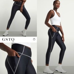 GSTQ athletic high waisted leggings size small in black